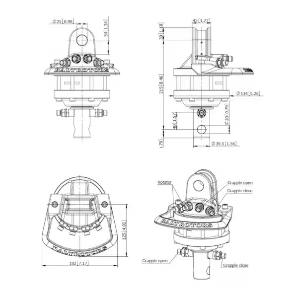 Schéma détaillés du rotator Baltrotors 1 tonne.