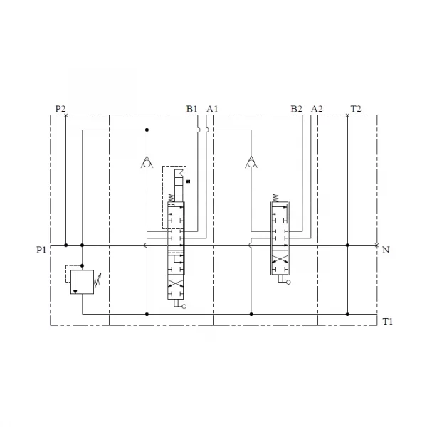 Schéma distributeur hydraulique fendeuse de bûches 2 fonctions 80L