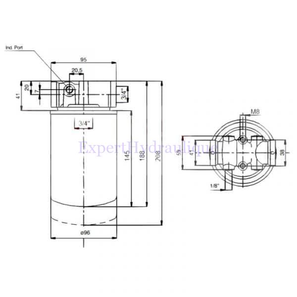 Cotes filtre retour 75 L/mn experthydraulique