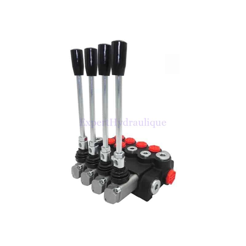Distributeur 2 DE et 2 SE Distributeur hydraulique monobloc ave 4 fonctions, 2 double effet et 2 simple effet.
