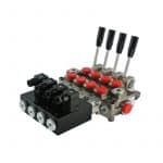 Distributeur à quatre fonctions double effet, manuelle ou électrique, en 12 volts, délivrant 60 litres par minute.