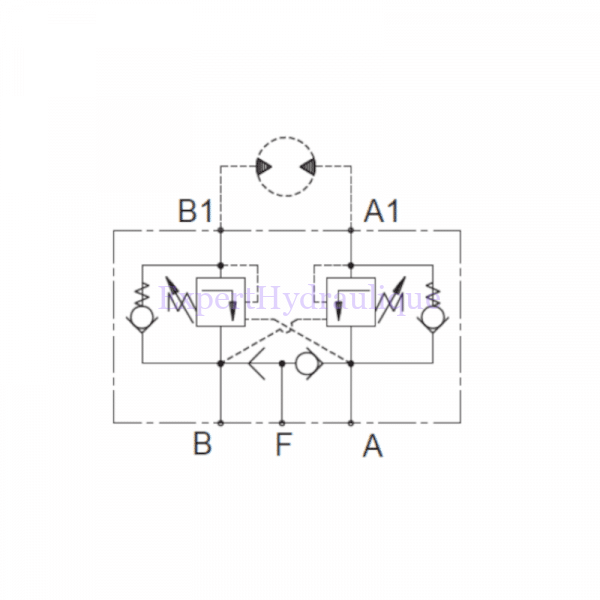 Schéma d'une valve d'équilibrage pour moteurs hydrauliques