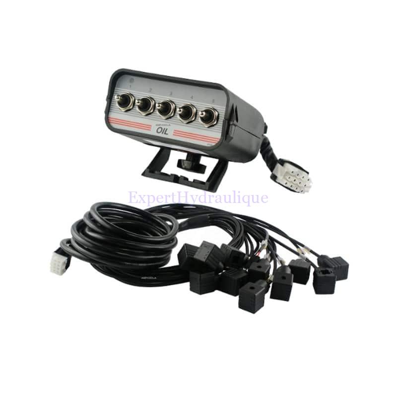 CDECETOP5FC Boitier de commande électrique 5 fonctions avec câblage BY PASS notamment utilisé pour les commandes CETOP3 ou CETOP 5