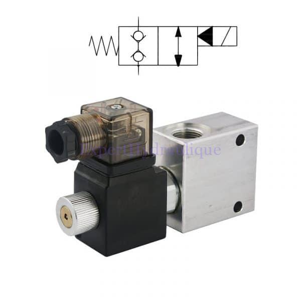 EV038NF12VBIDIR Electro-vanne normalement fermé 12 Volts blocage total et bidirectionnel en position neutre