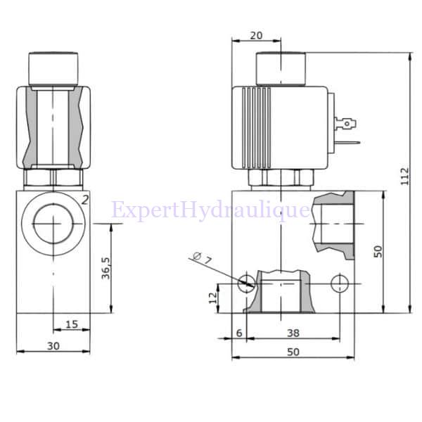 Electrovanne hydraulique NF 3/8" blocage bidirectionnel fermé – Image 2