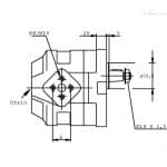 Schéma vue de côté avec dimensions de la pompe groupe 3 de la marque Casappa.