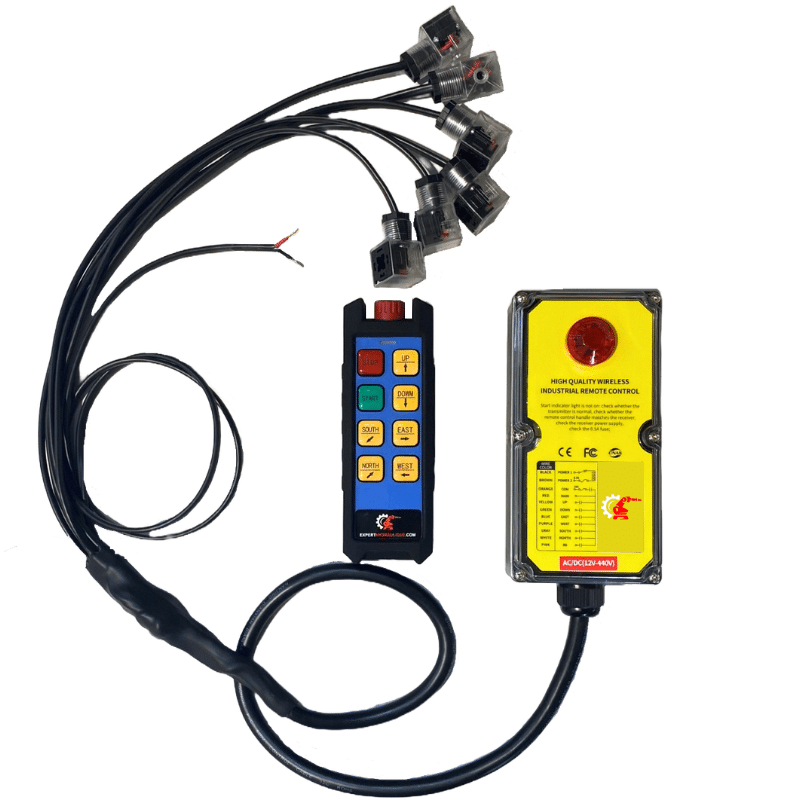 Télécommande radio sans fils 6 boutons précablée Radio commande 6 boutons pour alimenter 3 fonctions double effet, avec faisceau câblé sur prise Hirschman