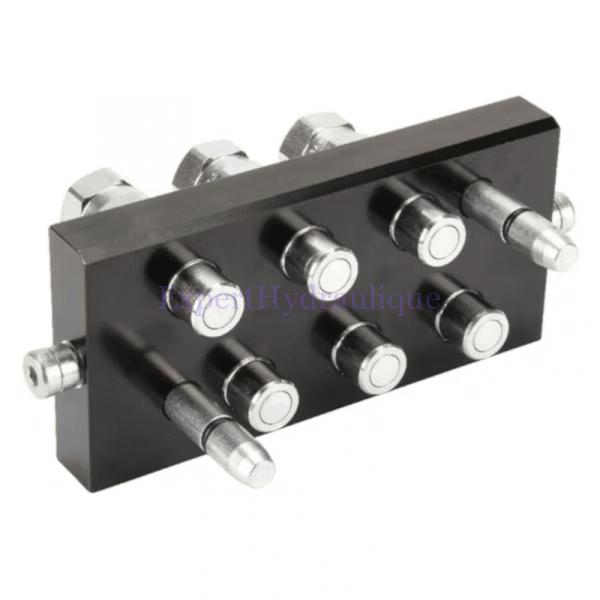 Multicoupleur à 6 voies femelle mobile 3/8" - 1-2 BSP de la marque Faster vue de l'arrière.