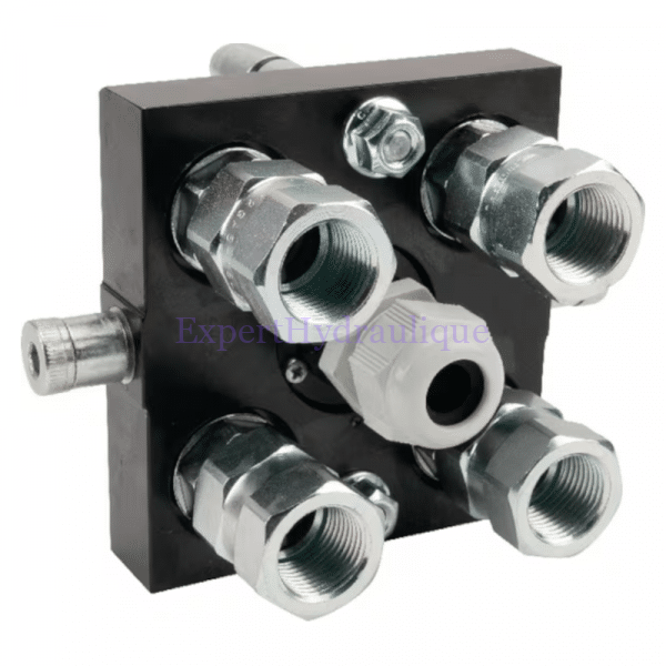 Multicoupleur mobile électrique 4 voies 3/8 - 1/2"BSP Faster Multicoupleur mobile électrique à 4 voies 3/8 et implantation 1/2"BSP de la marque Faster.