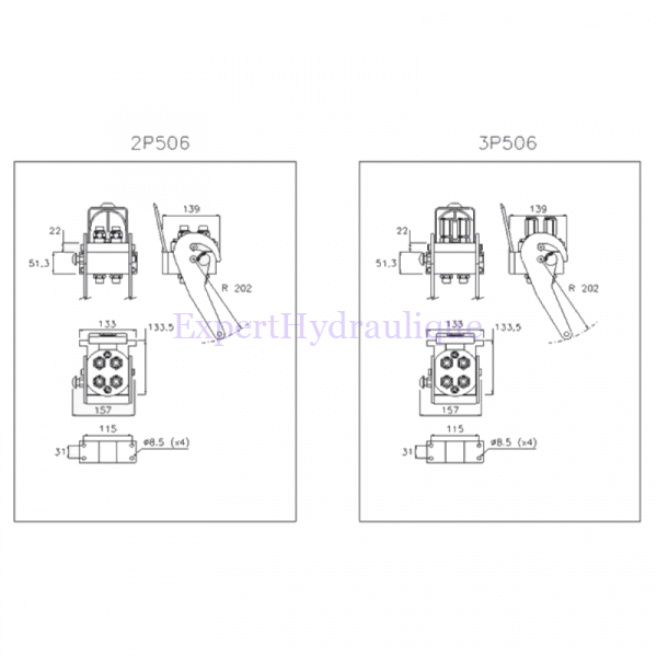 Schéma multicoupleur à 4 voies de la référence 2P506 de la marque Faster.