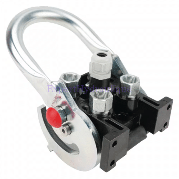 Schéma multicoupleur fixe électrique à 4 voies 3/8 et implantation 1/2"BSP de la marque Faster vue de l'arrière.