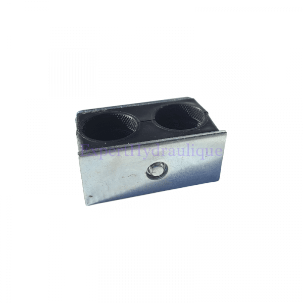 Colliers de serrage 2 tuyaux hydraulique vue de face.
