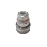 Coupleur hydraulique femelle de frein de remorque vue de bas.