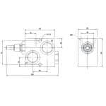 Limiteur de pression 1'' uni directionnel 160 l/mn. Cotes d'encombrements