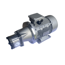Moteur électrique accouplé avec une pompe hydraulique à implantations