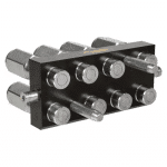 Multicoupleur mobile à 8 voies 1/2 et implantation 1/2"BSP de la marque Faster vue de l'arrière.