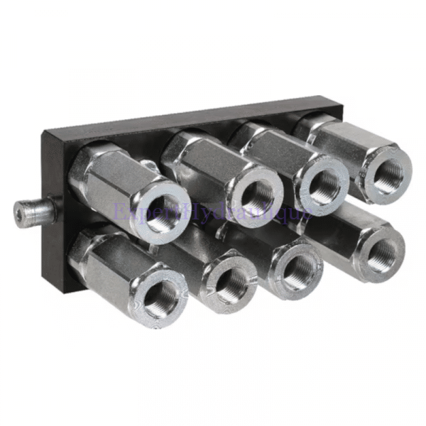 Multicoupleur mobile à 8 voies 1/2 et implantation 1/2"BSP de la marque Faster vue de l'avant.