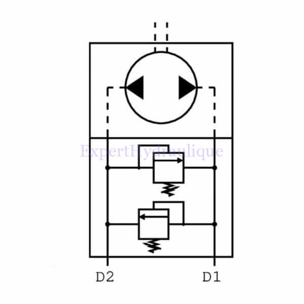 Limiteur de pression OMT double à flasquer directement sur la gamme de moteur OMT SMT BMT. Schéma