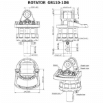 Schéma du Rotator hydraulique de 5 tonnes de référence GR110-1DB de la marque Baltrotors.