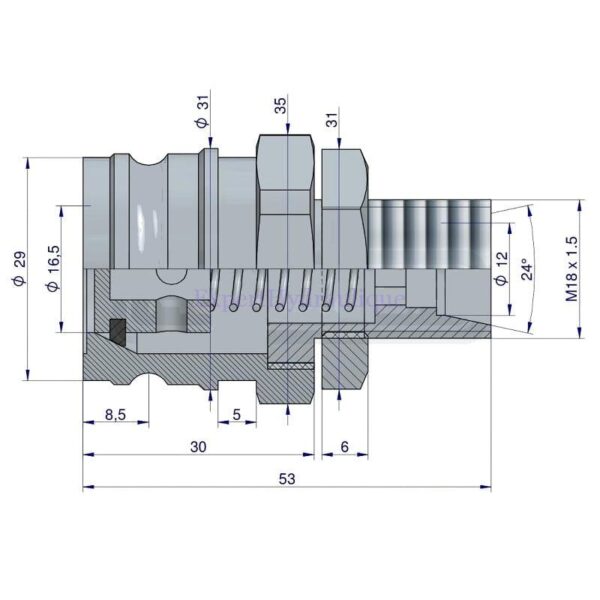 Schéma de coupleur push pull mâle pour frein de remorque.