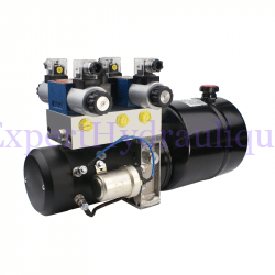 Centrale hydraulique 2 double effet + 1 flottante 12V et 24V.