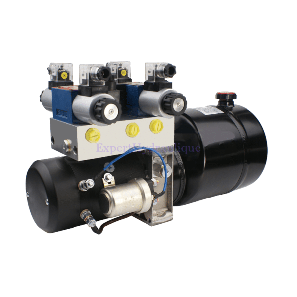 Centrale hydraulique 2 DE + 1 flottante 12V et 24V Centrale hydraulique 2 double effet + 1 flottante 12V et 24V.