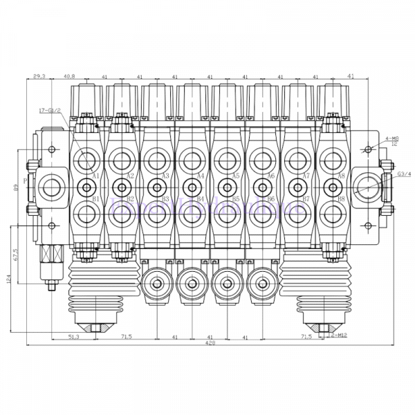 Côtes distribtueur 90L 8 fonctions type pelle retro