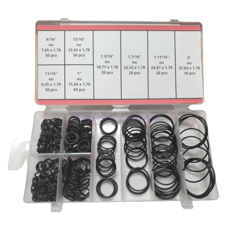 Mallette de joints torique au format ORFS vue intérieur Mallette de joints torique au format ORFS vue intérieur.