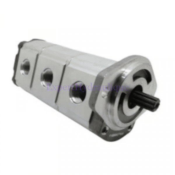 Pompe triple hydraulique kayaba - mini pelle kubota KRP4-9-9-6CK vue gauche.