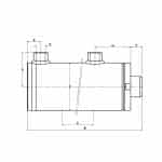Schéma d'un vérin hydraulique double effet sans fixation