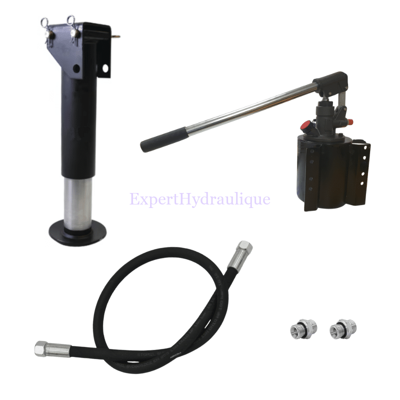 Kit béquille remorque hydraulique + pompe manuelle Kit béquille remorque hydraulique + pompe manuelle.