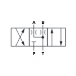 Schéma distributeur CETOP A B T communicants P fermé - A B régulé.