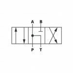 Schéma distributeur CETOP 5 A communicants vers P T et B fermé.