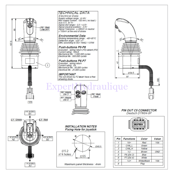 Schéma Joystick électrique proportionnel Walvoil
