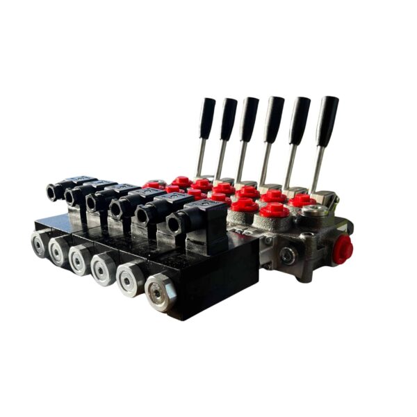 Distributeur 6 double effet manuel et électrique 60 l/min – Image 1