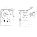 Pompe hydraulique type allemande, flasque 72x100 centrage 80 mm et arbre cannelé 9 dents din5482