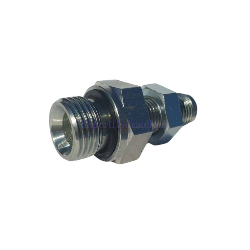 Raccord passe-cloison BSP avec joint et JIC Raccord passe-cloison BSP avec joint et JIC.