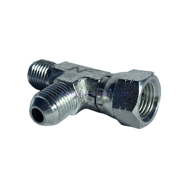 Raccord té égal Mâle – Mâle – Femelle JIC (UNF) Raccord té égal Mâle – Mâle – Femelle JIC (UNF)