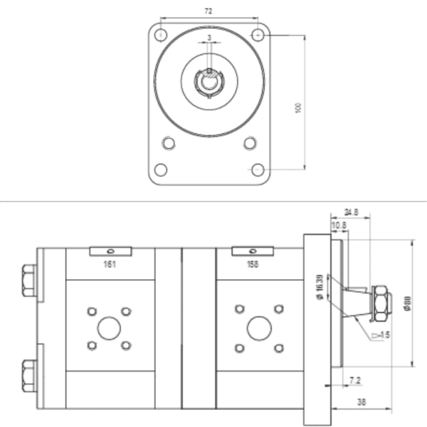 Schéma hydraulique générique de la pompe double allemande.