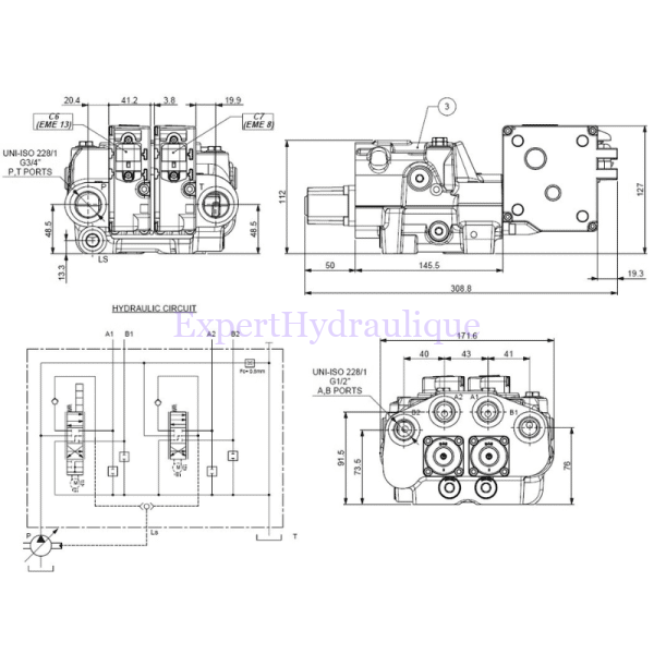 Schéma distributeur électrique proportionnelle LS Walvoil