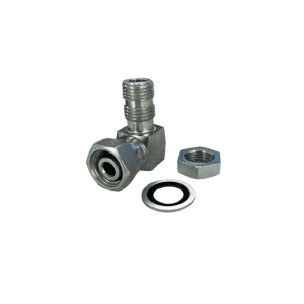 Coude compact Mâle M16x150 avec contre écrou - Femelle 12L Coude compact Mâle M22x150 contre écrou - Femelle 15L – Image 1