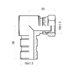 Coude compact Mâle M16x150 contre écrou - Femelle 12L – Image 2