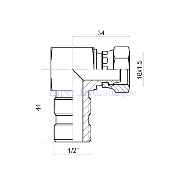 Coude compact Mâle 1/2" BSP contre écrou - Femelle 12L – Image 2