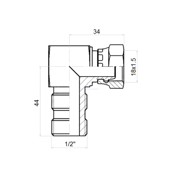 Coude compact Mâle 1/2" BSP contre écrou - Femelle 12L – Image 2