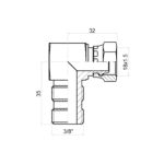 Coude compact Mâle 3/8" BSP contre écrou - Femelle 12L – Image 2