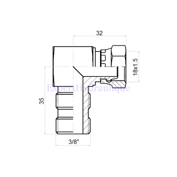 Coude compact Mâle 3/8" BSP contre écrou - Femelle 12L – Image 2