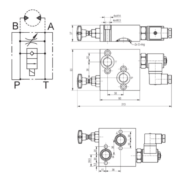 Schéma Régulateur de débit bidirectionnel BVR 1203 B 1-2BSP 12V