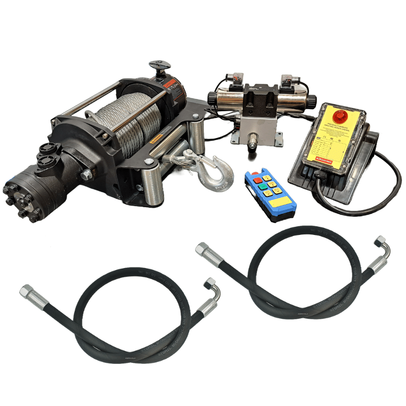 Kit treuil 1 Kit treuil hydraulique 4.5 tonnes avec radio commande 12V 24V – Image 1