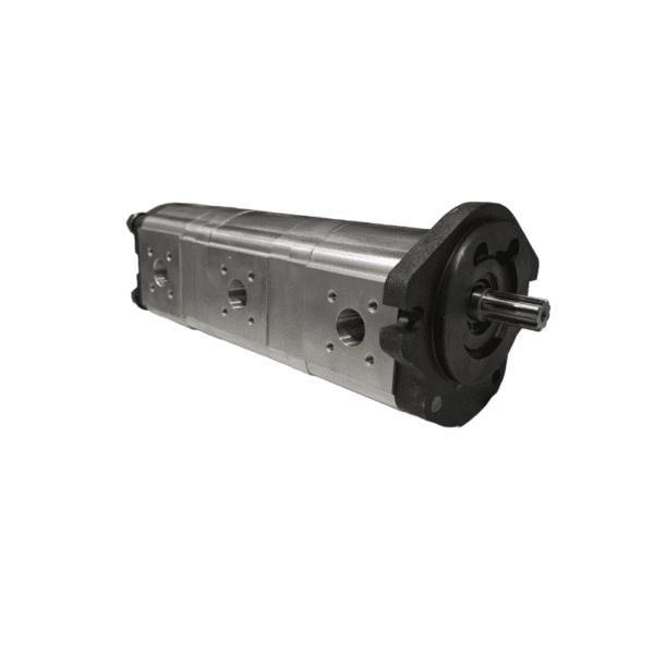Pompe triple Pompe hydraulique triple 14 + 14 + 12 cc SAE A 9 dents à brides – Image 1