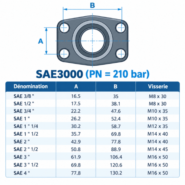 Schéma bride SAE 3000